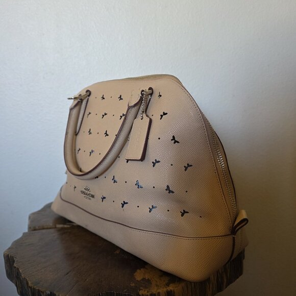 Coach Perforated Bow Crossgrain Leather Sierra Satchel 59344 SV/Beechwood - Picture 10 of 16